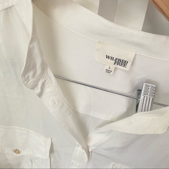 WILFRED FREE White Button Up Shirt Flowy Blouse - Picture 3 of 8